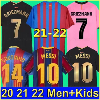 Barcelona soccer jersey BARCA 21 22 camiseta de futbol ANSU FATI 2021 2022 MESSI GRIEZMANN F.DE JONG Maillots de football shirt men kids kit