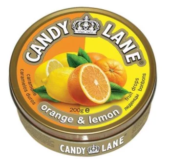 Candy Lane Апельсин и Лимон фруктовые леденцы, 200 г